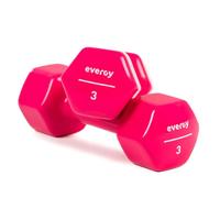 Studio Evergy Home Haltères en vinyle pour salle de sport à domicile Haltères hexagonaux Fitness Poids Fitness Haltères Evergy Haltères 1 kg, 2 kg, 3 kg, 4 kg, 5 kg Rose 3 kg