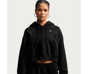 Studio Fleece Medium Weight Oversized Crop Full Zip Hoodie noir L