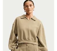 Studio Fleece Medium Weight Oversized Crop Polo beige S