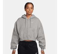 Studio Fleece Mid Waist Oversized Crop Full Zip Hoodie gris S