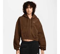 Studio Fleece Oversized Cropped Full-Zip Hoodie brun S