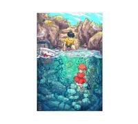 Studio Ghibli Ponyo - Poster sur toile moderne - Décoration pour chambre à coucher, bureau, chambre - Cadeau - 50 x 75 cm