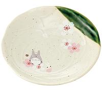 Studio Ghibli via Bluefin My Neighbor Totoro Série de plats traditionnels japonais - Assiette plate [Sakura/Cherry Blossom] - Marchandise officielle Studio Ghibli (modèle : CHMD3-A), blanc, gris