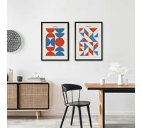 Studio Moien Bauhaus Vintage Poster Set - 2 Art Prints en Bleu et Rouge - Art Mural - Qualité Musée Mat 250 gsm - DIN A3 (29,7 x 42 cm) - Encadré en Noir