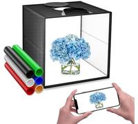 Studio Photo Box Portable 40cm Boîte à Lumière Pliable avec 120pcs LED Lumière Réglable Box Photo 3 Couleurs de Température Variable, 6 Couleurs de Fond pour Photographie Produit Bijoux