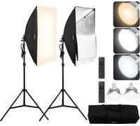Studio photo Softbox Set 50x70cm 45W 3000-6500K Ampoules LED pour prise de vue