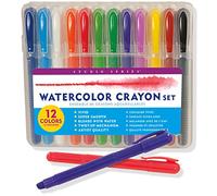 Studio Series Watercolor Crayon Set: 12 Water Soluble Gel Crayons: Royal Blue, Sky Blue, White, Yellow, Red, Grass Green, Emerald Green, Violet, Pink, Orange, Brown, Black
