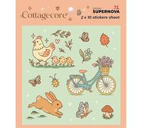 STUDIO SUPERNOVA - Lot de 20 autocollants illustrés Cottagecore - Autocollant décoratif pour ordinateur portable, agenda et cahier - Cottagecore 1