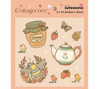 STUDIO SUPERNOVA - Lot de 20 autocollants illustrés Cottagecore - Autocollant décoratif pour ordinateur portable, agenda et cahier - Cottagecore 2