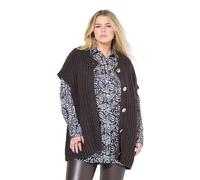 Studio Untold Femme Grandes Tailles Gilet en Maille texturée, Boutons Fantaisie et Coupe Boxy Shape Marron pin 58+ 844712110-58+