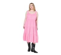 Studio Untold Femme Grandes Tailles Robe midi à Volants, Lin mélangé à Rayures, Coupe évasée Rose 50+ 840512512-50+