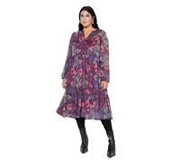 Studio Untold Femme Robe Maxi en Mousseline, imprimé Cachemire et Rayures Scintillantes, Coupe évasée Rouge Cerise foncé 50+ 846466349-50+