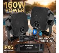 STUDIOFINIX 4'' Haut-parleurs Bluetooth marins étanches 160W à montage en surface pour bateau, voiturette de golf, VTT, UTV, camping-car et jet ski 2 pièces white