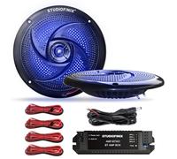 STUDIOFINIX 6,5" 240W Enceintes Marines Bluetooth Imperméables - 2 Voies Résistant aux Intempéries, Audio Bateau LED, Profil Fin, pour Bateau, Camping-Car, ATV, UTV, Chariot de Golf (1 Paire, Noir)