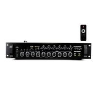 STUDIOFINIX Amplificateur Bluetooth Commercial 180W 6 Zones 70V, Format Rack 2U, 3 Entrées Micro avec Écho, Optique Coaxial USB RCA FM, pour Restaurants Bureaux Bars, Compatible avec Enceintes 4-16Ω