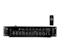 STUDIOFINIX Amplificateur Bluetooth Commercial 350W 6 Zones 70V, Format Rack 2U, 3 Entrées Micro avec Écho, Optique Coaxial USB RCA FM, pour Restaurants Bureaux Bars, Compatible avec Enceintes 4-16Ω