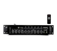 STUDIOFINIX Amplificateur Bluetooth Commercial 650W 6 Zones 70V, Format Rack 2U, 3 Entrées Micro avec Écho, Optique Coaxial USB RCA FM, pour Restaurants Bureaux Bars, Compatible avec Enceintes 4-16Ω