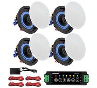 STUDIOFINIX Enceintes de plafond Bluetooth 2 voies 10 cm - 320 W - Pour système home cinéma, salon, bureau encastré (4 haut-parleurs)