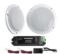 STUDIOFINIX Haut-parleurs de Plafond Bluetooth étanches de 10,2 cm pour Salle de Bain, Cuisine, Maison, extérieur, Camping-Car, Chariot de Golf, Bateau avec Montage encastré (Blanc)