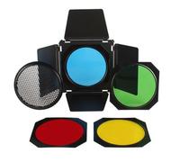 StudioKing kit de volets SK-BD18 avec filtres de couleur et grille nid d'abeille pour réflecteurs 18-27 cm