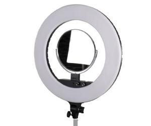 StudioKing LED-480ASK lampe annulaire LED professionnelle sur 230V avec miroir et support smartphone