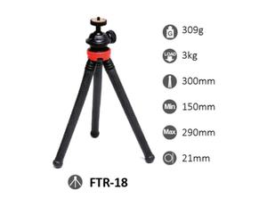 StudioKing mini trépied flexible FTR-18 avec adaptateur smartphone et rotule orientable
