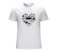 STUDO&PCRA Men's Hiash Love Shark Faces Funny Shark Gifts T-Shirts White S
