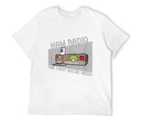 STUDO&PCRA Men's Limited Ham Radio First Social Media Amateur Radio Operator T-Shirts White L