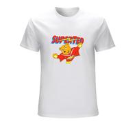STUDO&PCRA Men's Superted Cartoon Mens Yellow Mens Women 100% Cotton T-Shirts White L
