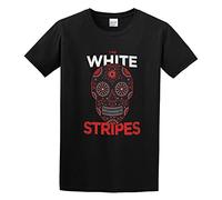 STUDO&PCRA Men's The White Stripes Band Skull Cotton T Shirt Black M