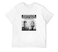 STUDO&PCRA Men's Wanted for Prison Break T-Shirts White 3XL