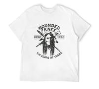 STUDO&PCRA Men's Wounded Knee 1890-1990 Vintage T-Shirts White XXL