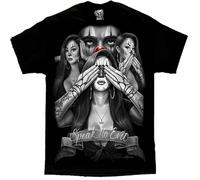 STUDO&PCRA Speak No Evil Lowrider Homies Chicano Art David Gonzales DGA Plain White T Shirt-Black XL