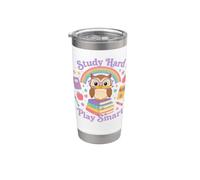 Study Hard Play Smart Owl Back To School Student Gobelet isotherme en acier inoxydable double paroi