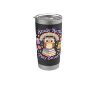 Study Hard Play Smart Owl Back To School Student Gobelet isotherme en acier inoxydable double paroi