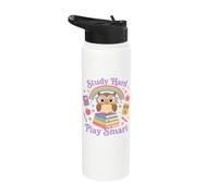 Study Hard Play Smart Owl Back To School Student Stainless Steel Insulated Water Bottle