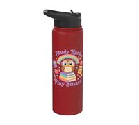 Study Hard Play Smart Owl Back To School Student Stainless Steel Insulated Water Bottle