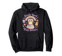 Study Hard Play Smart Owl Back to School Student Sweat à Capuche