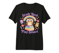 Study Hard Play Smart Owl Back to School Student T-Shirt Haut de Gamme
