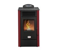 STUFE A PELLET ITALIA California 8 KW | Poêle à Granulés à Air Ventilé Efficacité 91% Chauffe 70m² Autonomie 20H Programmable 5 Vitesses et Puissances Design Compact Garantie 24 Mois Rouge