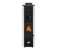 STUFE A PELLET ITALIA Colonna 10 Kw - Poêle à Air Ventilé Efficacité 85% Chauffe 80m² Design Super Compact Programmable 5 Vitesses et Puissances Garantie 24 Mois Blanc