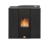 STUFE A PELLET ITALIA Italia 22 KW WiFi - Poêle à Granulés Hydro pour Chauffage et Eau Chaude Efficacité 90% Chauffe 140m² Design Slim Autonomie 16H Programmable 5 Puissances Garantie 24 Mois Noir