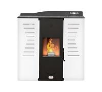 STUFE A PELLET ITALIA Italia 25 KW - Poêle à Granulés Hydro pour Chauffage et Eau Chaude Efficacité 90% Chauffe 180m² Design Slim Autonomie 16H Programmable 5 Puissances Garantie 24 Mois Blanc