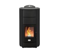 STUFE A PELLET ITALIA Manhattan 24 KW - Poêle à Granulés Hydro pour Chauffage et Eau Chaude Efficacité 92% Chauffe 180m² Autonomie 22H Programmable 5 Vitesses et Puissances Garantie 24 Mois Noir