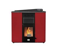 STUFE A PELLET ITALIA - Marmolada 14 kW Canalisé WIFI - Efficacité 92%, Chauffe 130 m², 5 Vitesses et Puissances, Autonomie 19 h, Programmable, Garantie 24 Mois, ROUGE