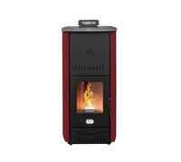 STUFE A PELLET ITALIA New York 22 Kw WiFi - Poêle à granulés hydrogène produit chaleur et eau chaude efficacité 89% chauffe 140m² télécommande WiFi autonomie 22H programmable garantie 24 mois rouge