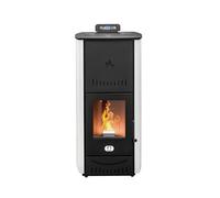 STUFE A PELLET ITALIA New York 22 Kw WiFi - Poêle à granulés hydrogène produit chaleur et eau chaude efficacité 89% chauffe 140m² télécommande WiFi autonomie 22H programmable garantie 24 mois blanc