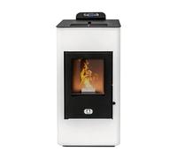 STUFE A PELLET ITALIA Super 12 KW Canalisée 5 Étoiles WiFi - Poêle à Granulés à Air Ventilé Efficacité 91% Chauffe 120m² Autonomie 15H Programmable 5 Vitesses et Puissances Garantie 24 Mois Blanc