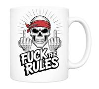 Stuff-Box Tasse à café Crâne No Rules - Tasse imprimée blanche 11 oz (330 ml) | Surface brillante | Convient à un usage quotidien (blanc)