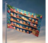 Stuff For Boys Room A Colorful Display of Cupcakes on Shelf Flag Man Cave Decor Outdoor Signs and Decor (152 x 244 cm)